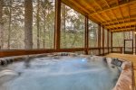 Terrace level hot tub area